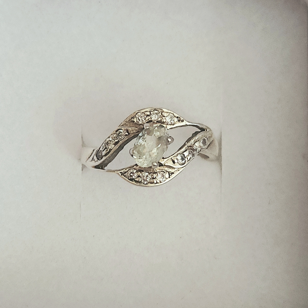 White Gold Plated And Lab Diamond Ring
